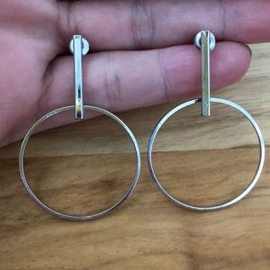 Dynamite Silver Drop Hoop Earring